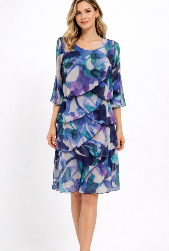 Vestido estampado volantes