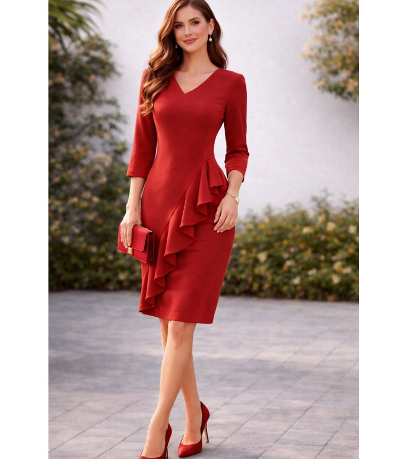 Vestido liso volante