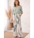 Pantalón largo bolsillos pata ancha estampado tonos pastel