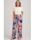 Pantalón largo bolsillos pata ancha estampado flores