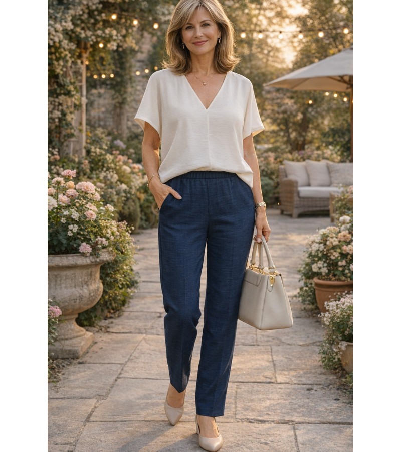 Pantalón Gomas Efecto Lino