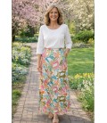 Falda larga estampada aberturas goma